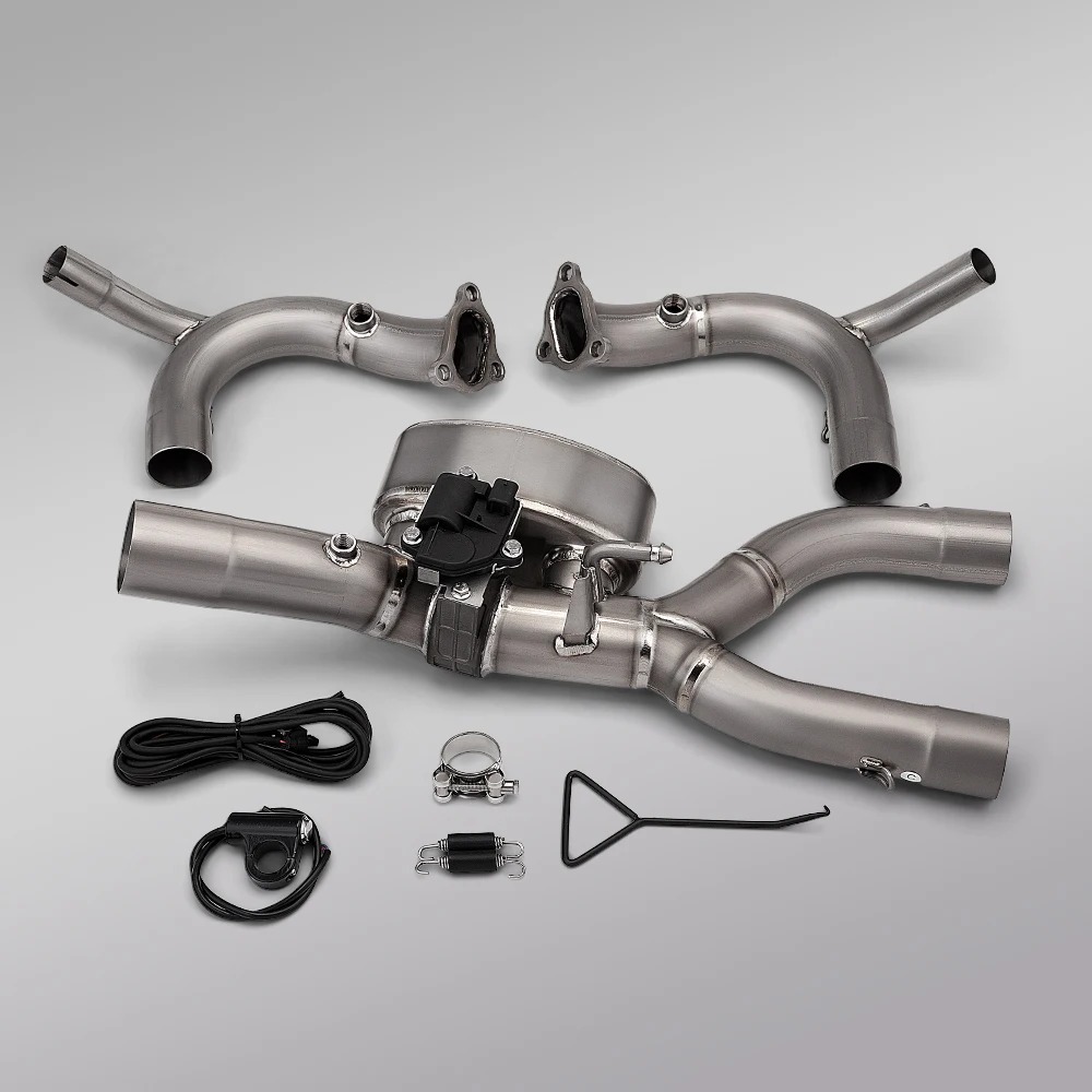 Titanium Motorcycle Exhaust Front Pipe 60mm Header with Electric Controlled Valve for R1250GS R1250 GS Adventure New Condition
